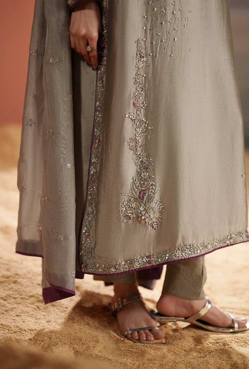 Luxury Silk Embroidered 3 Piece Suit