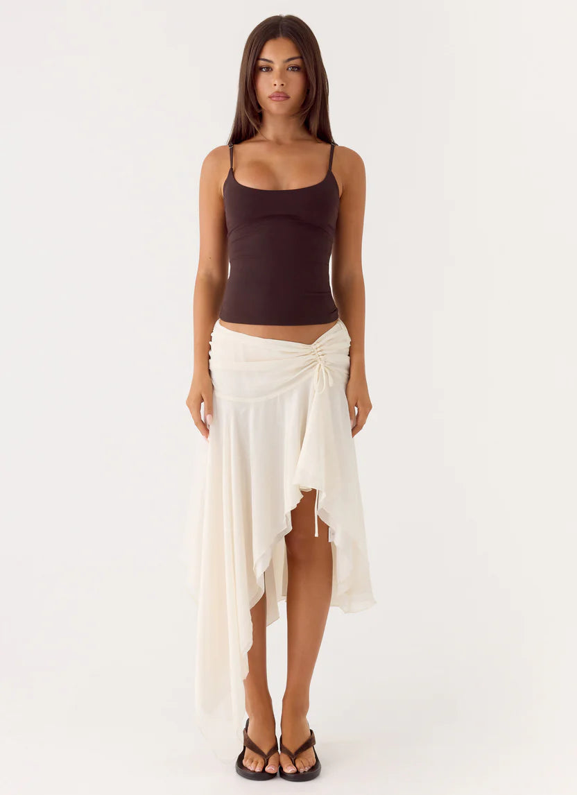 Ivory Asymmetrical Midi Skirt