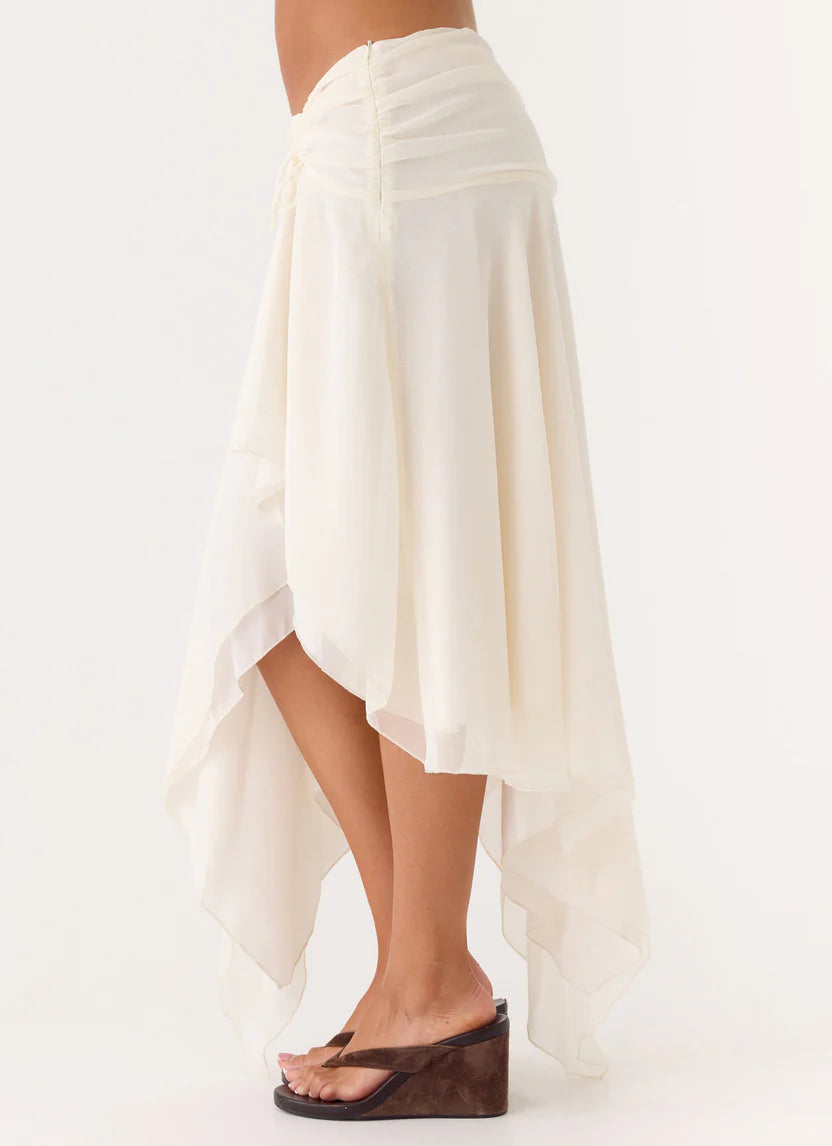 Ivory Asymmetrical Midi Skirt