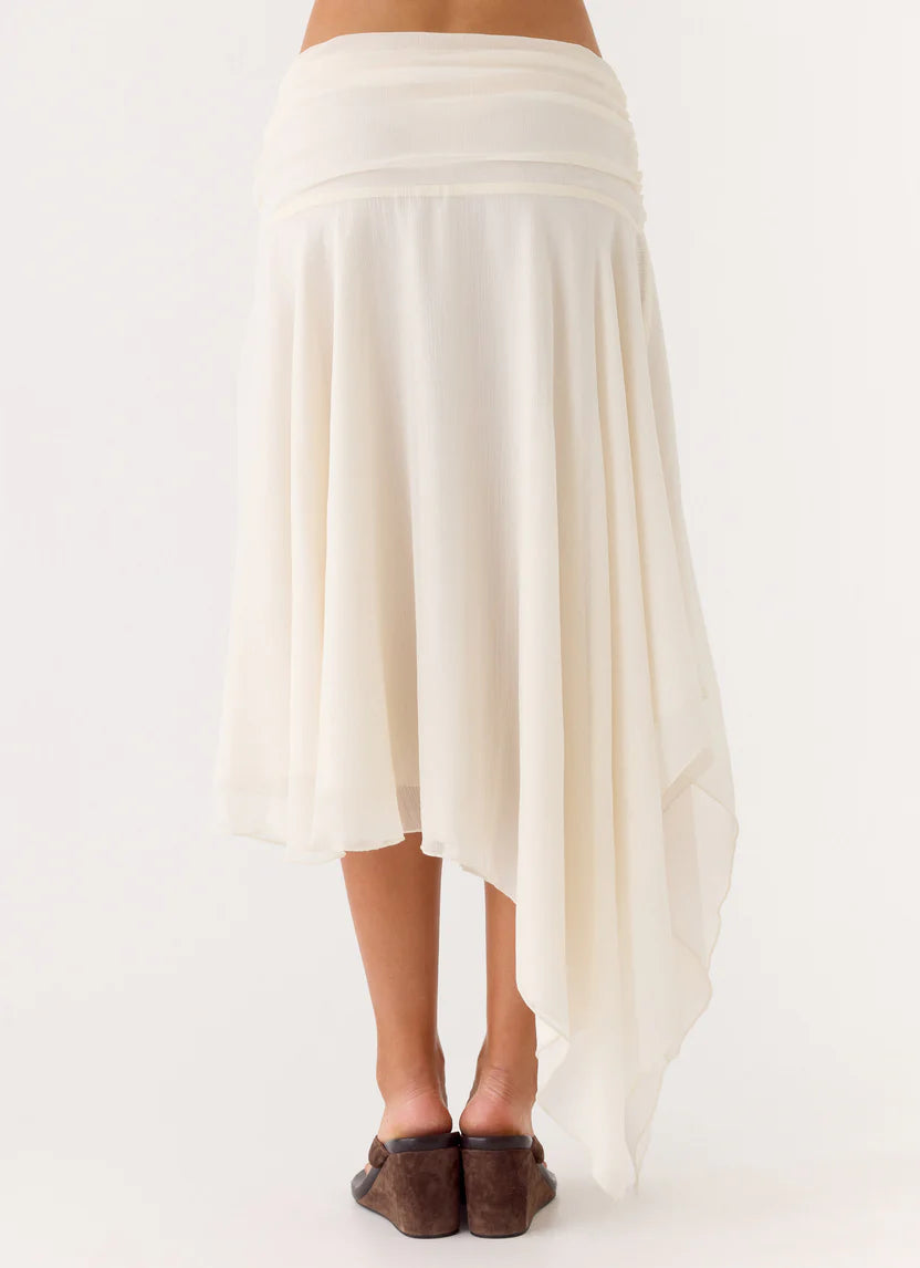 Ivory Asymmetrical Midi Skirt