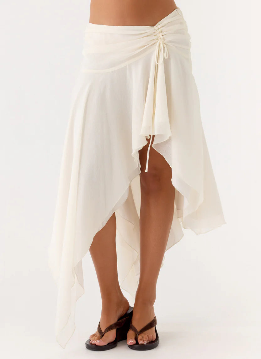 Ivory Asymmetrical Midi Skirt