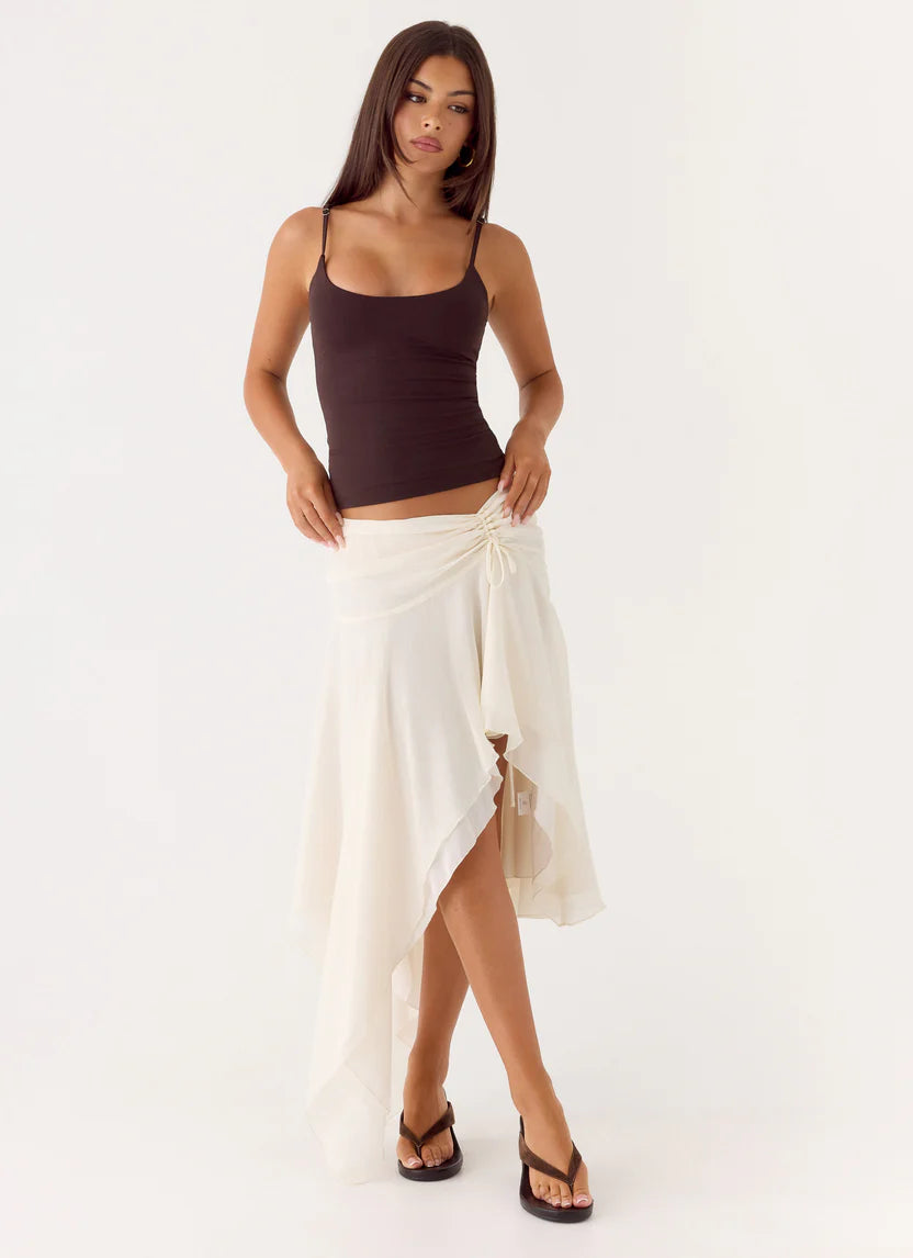 Ivory Asymmetrical Midi Skirt