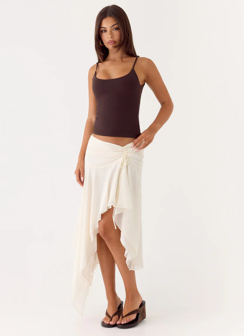 Ivory Asymmetrical Midi Skirt