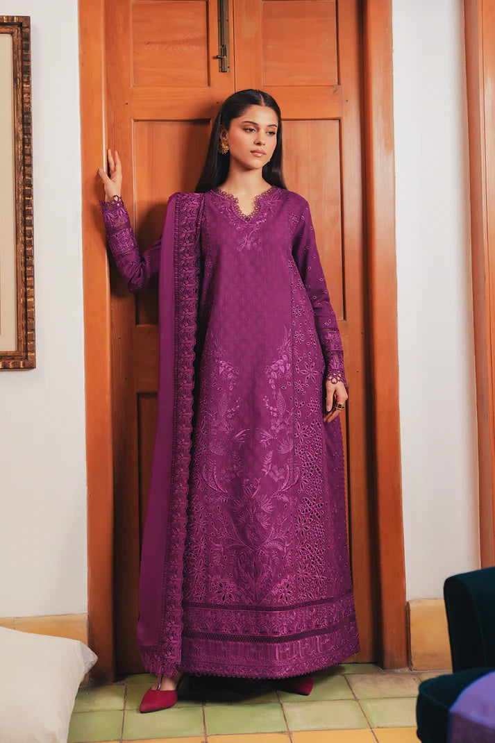 Embroidered 3 Piece Suit – Royal Plum