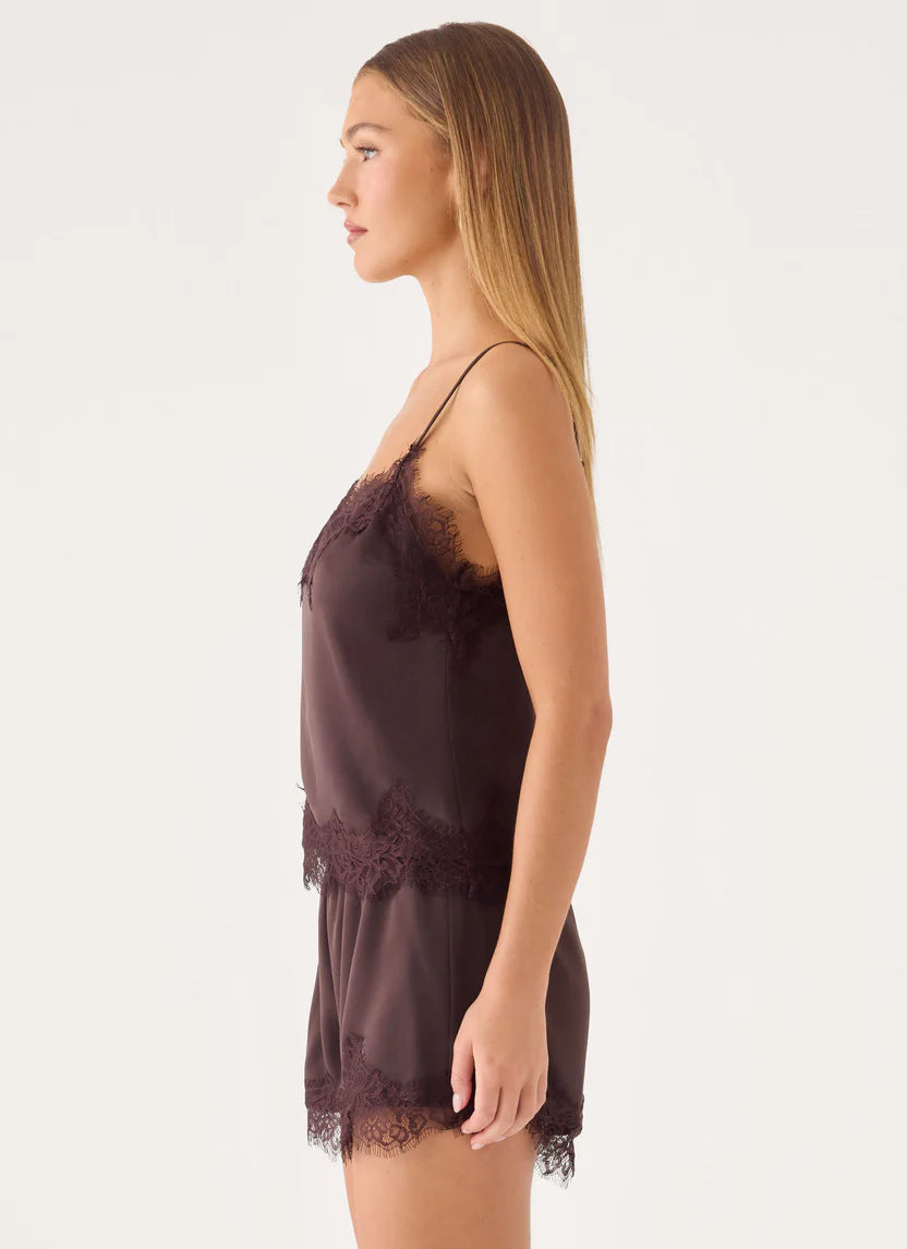 Chocolate Satin Cami Top