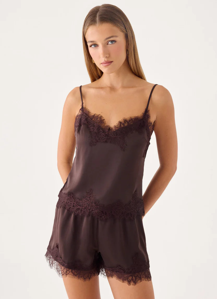 Chocolate Satin Cami Top