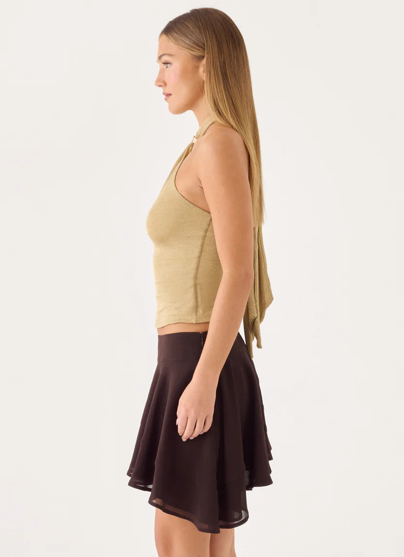 Gold Halter Neck Crop Top