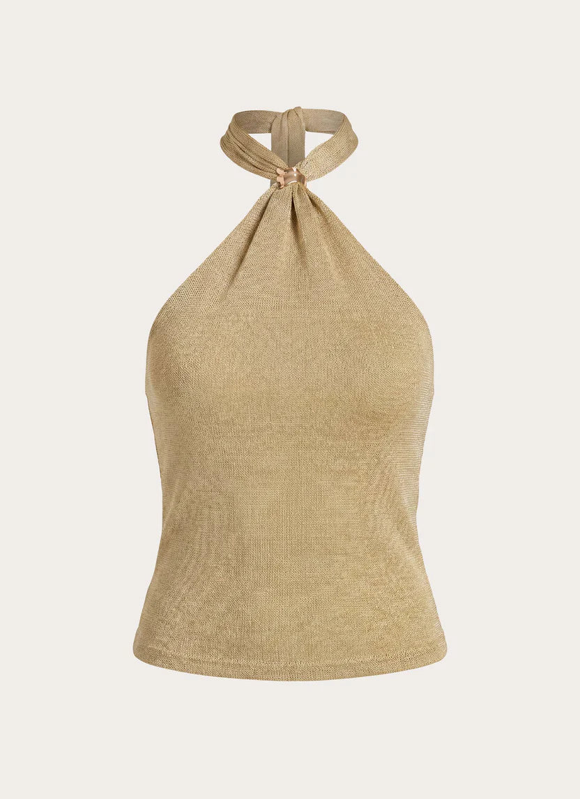 Gold Halter Neck Crop Top
